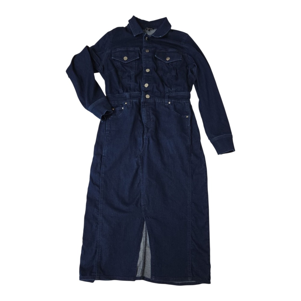 Dakota Long Sleeve Denim Midi Shirt Dress Size XS Stretch